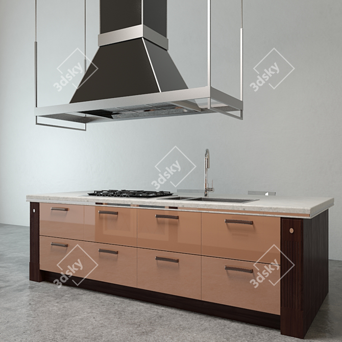 Modern Brown Baccarat Kitchen 3D model image 3