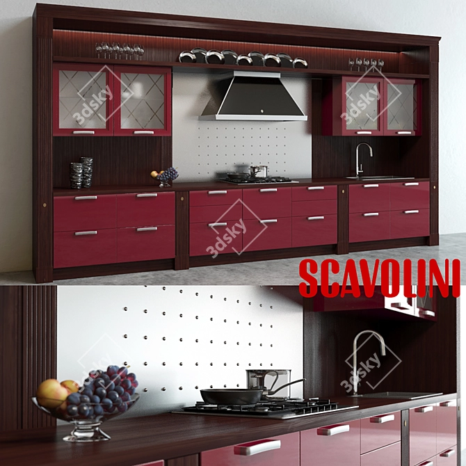 Elegant Scavolini Baccarat Kitchen 3D model image 1