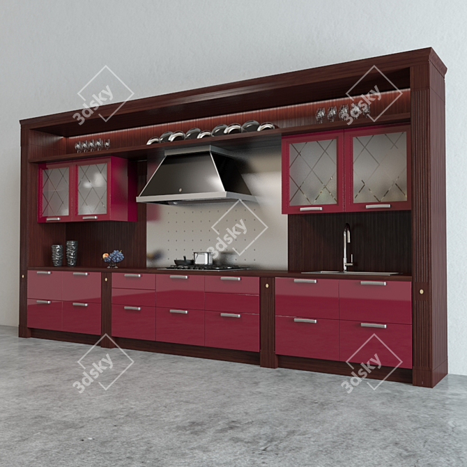 Elegant Scavolini Baccarat Kitchen 3D model image 2