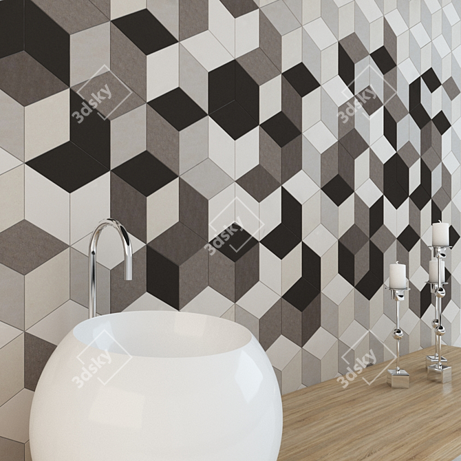 Trendy Toscana Tridi: Vibrant 3D-Effect Ceramic Tiles 3D model image 2