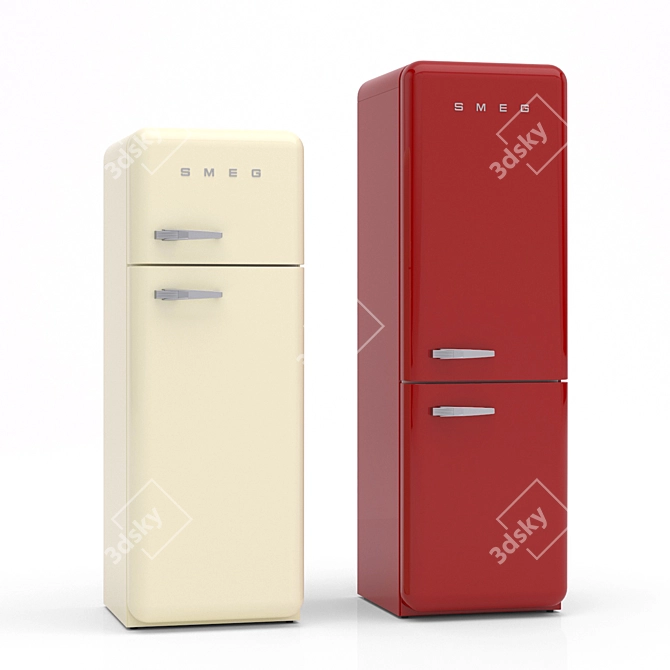 Sleek Smeg Fridge: High-Resolution, Realistic 3D Model 3D model image 1