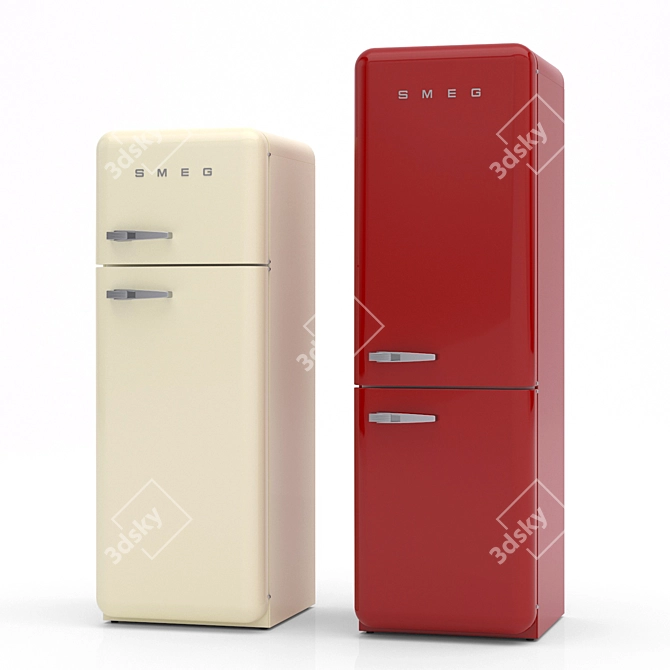 Sleek Smeg Fridge: High-Resolution, Realistic 3D Model 3D model image 2