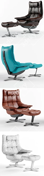 Natuzzi Re-Vive Quilted Chair: Italian Elegance Combined 3D model image 2