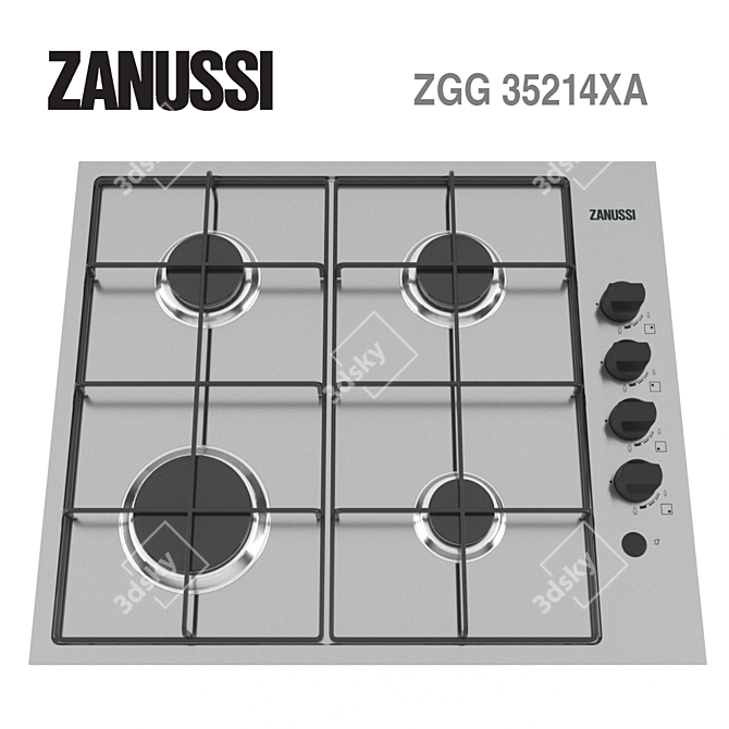 Sleek Zanussi Gas Hob: ZGG 62412XA 3D model image 1