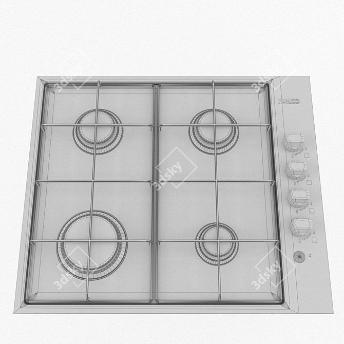 Sleek Zanussi Gas Hob: ZGG 62412XA 3D model image 2