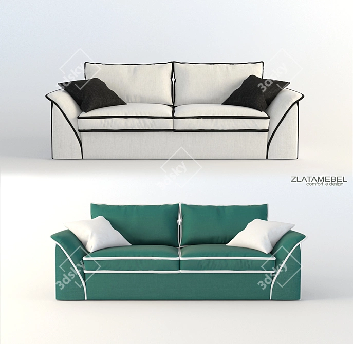 Zlatamebel Nieri 240 - Modern and Spacious Sofa 3D model image 1