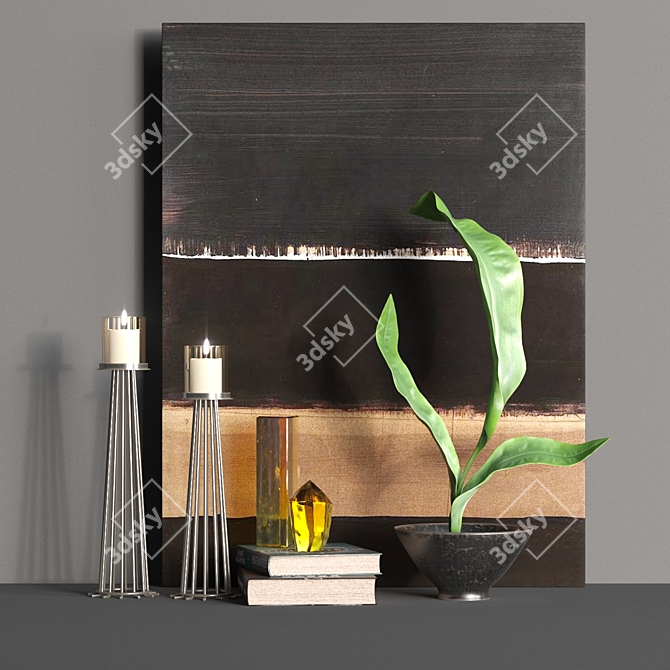 Elegant Candle Decor Set 3D model image 1