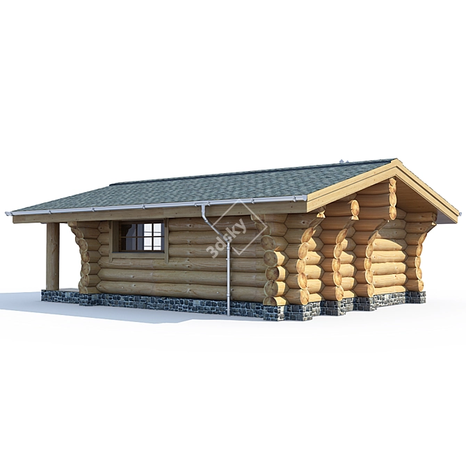 Rustic Log Sauna Project 3D model image 2