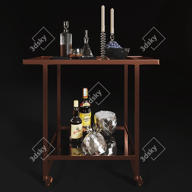 CB2 Dolce Vita Copper Bar Cart 3D model image 1