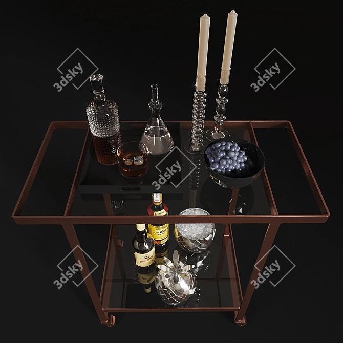 CB2 Dolce Vita Copper Bar Cart 3D model image 2