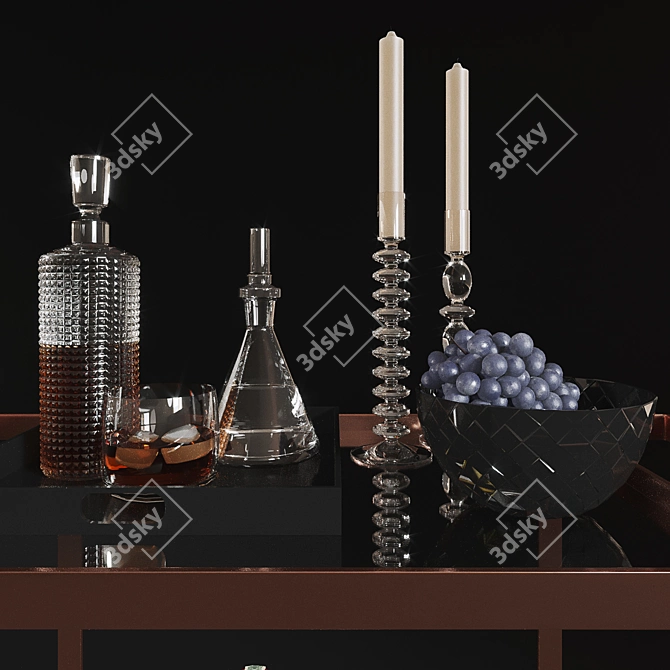 CB2 Dolce Vita Copper Bar Cart 3D model image 3