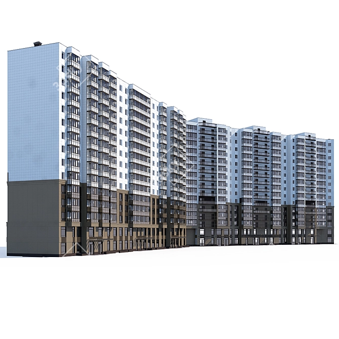 Modern Multi-Level Residential Tower 3D model image 1