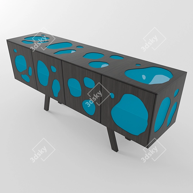 Rustic Wood Glass Door Sideboard 3D model image 2