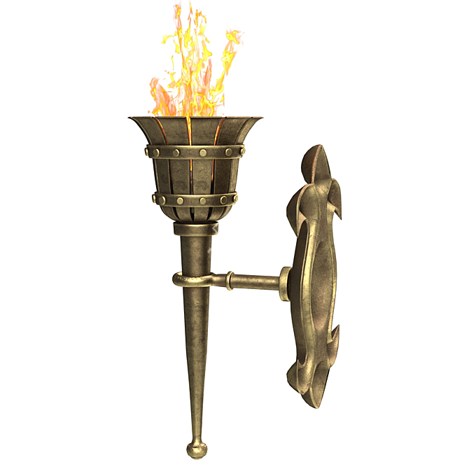Flame Wall Torch 3D model image 2