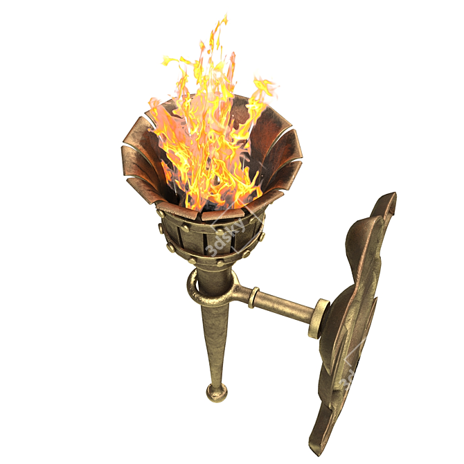 Flame Wall Torch 3D model image 3
