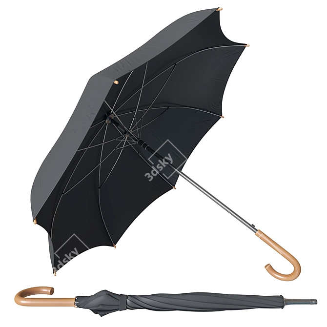 Sleek Black Umbrella 3D model image 1