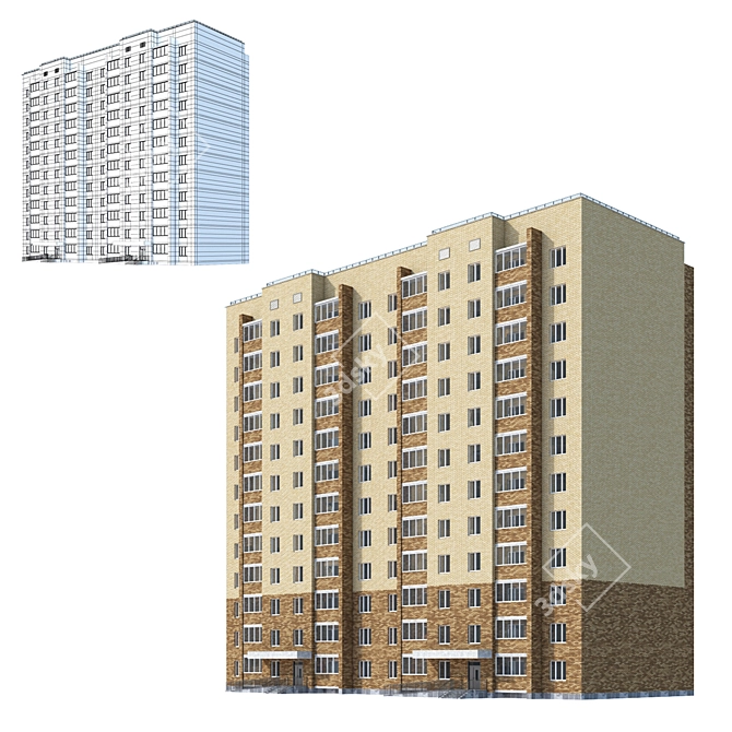 Modern Building Model with VRay Compatibility 3D model image 1