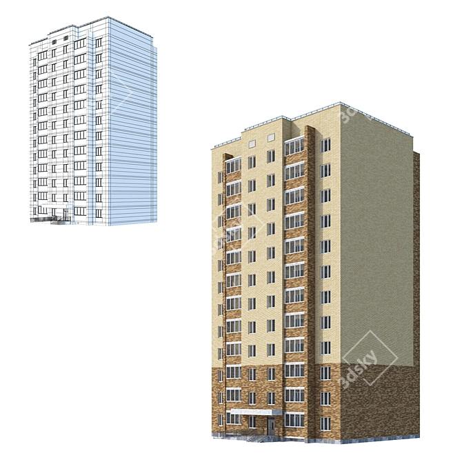 High-Quality VRay Building Model 3D model image 1