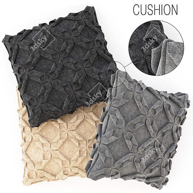 Cozy Wool Cushions Set 3D model image 3