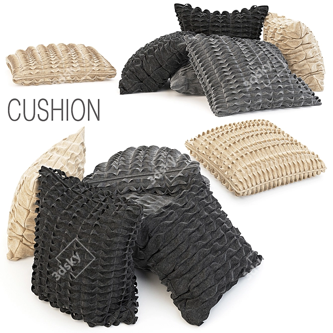 Cozy Wool Cushions Set 3D model image 2