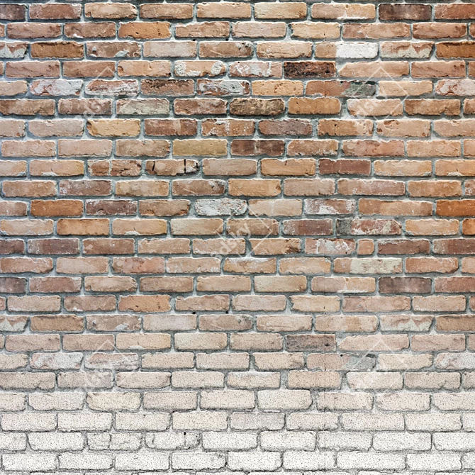 Cornered Brick Wall - 3D Textured Model 3D model image 2