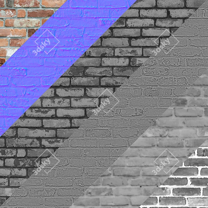 Cornered Brick Wall - 3D Textured Model 3D model image 3