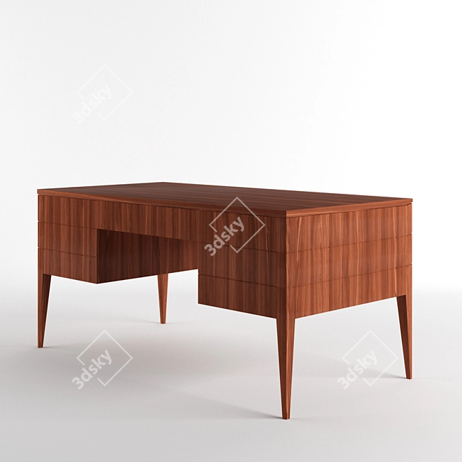 Vintage Cherry Wood Writing Desk 3D model image 2