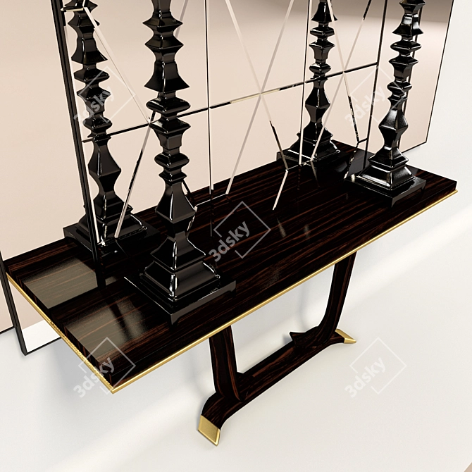 Contemporary Console Set with Mirror & Lamps 3D model image 2