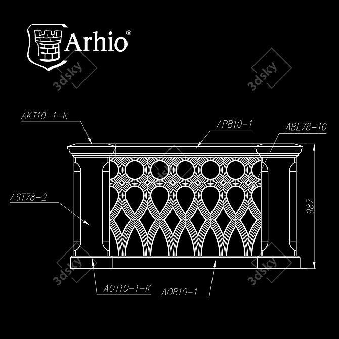 Premium Balustrade Arhio® 3D model image 2