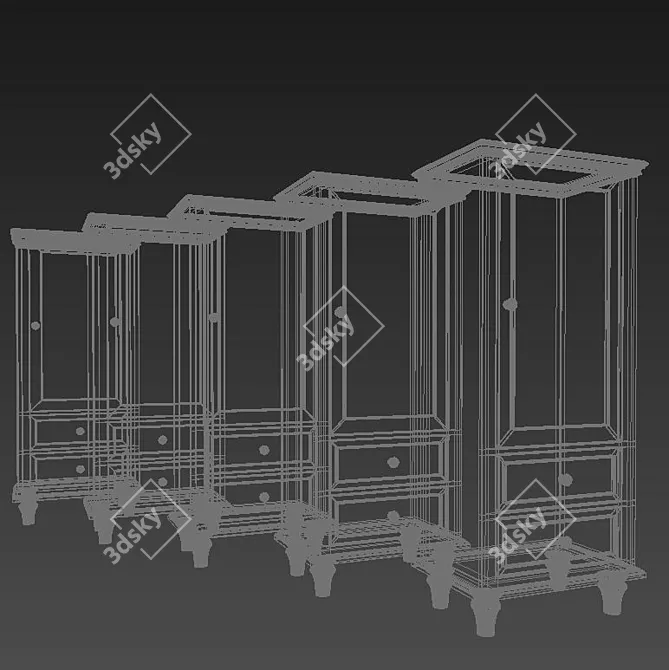 Modern Wooden Wardrobe Armoire 3D model image 3