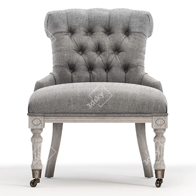 Elegant French Country Slipper Chair 3D model image 2