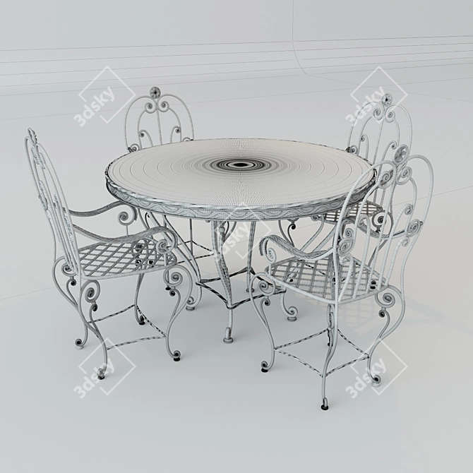 Elegant Wrought Iron Dining Set. 3D model image 3