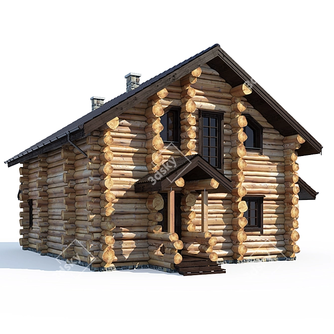 Rustic Wood Bathhouse - Natural Beauty 3D model image 1