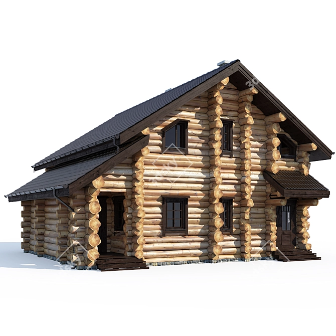 Rustic Wood Bathhouse - Natural Beauty 3D model image 2