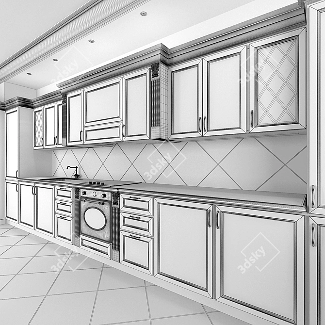 Elegant Local Kitchen 3D model image 3