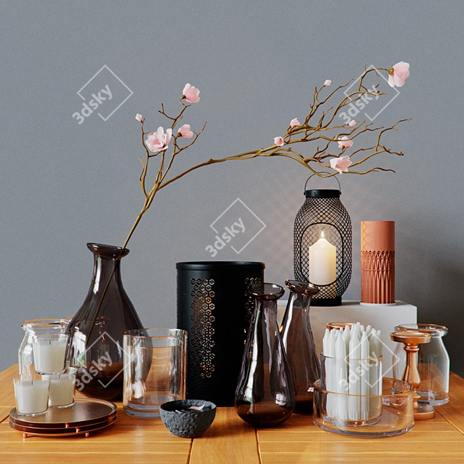 IKEA Decor Set: Vases, Bowls & Candle Holders 3D model image 1