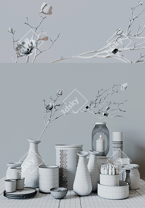 IKEA Decor Set: Vases, Bowls & Candle Holders 3D model image 3