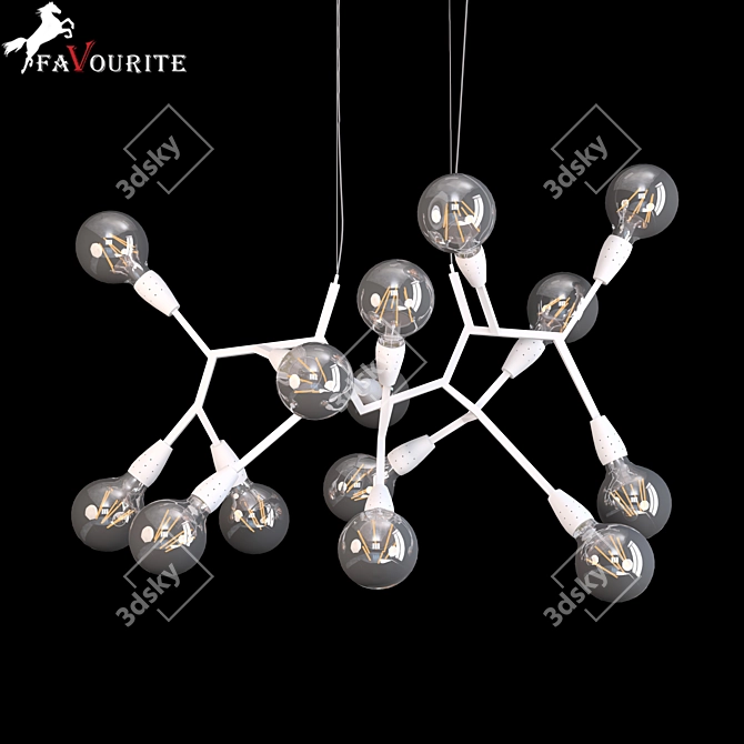 Favourite Electron 15: Black & White Metal Chandelier 3D model image 1