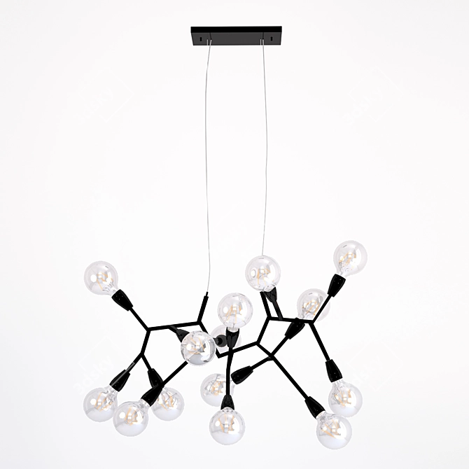 Favourite Electron 15: Black & White Metal Chandelier 3D model image 2