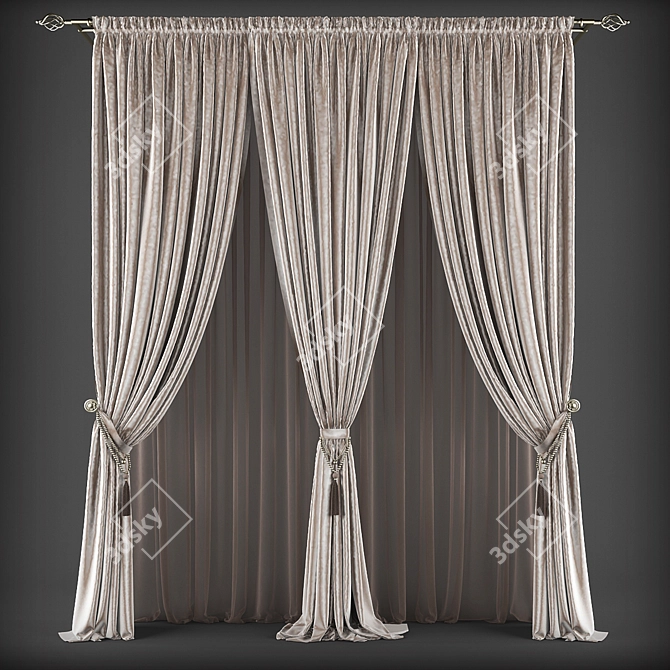 Classic Window Curtains 3D model image 1