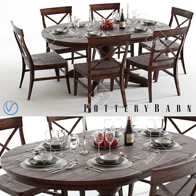 Pottery Barn Sumner & Aaron: Exquisite 3D Dining Set 3D model image 1