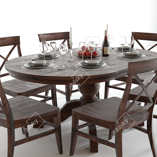 Pottery Barn Sumner & Aaron: Exquisite 3D Dining Set 3D model image 2