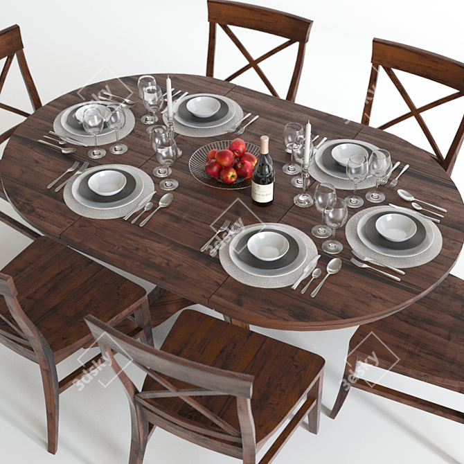 Pottery Barn Sumner & Aaron: Exquisite 3D Dining Set 3D model image 3