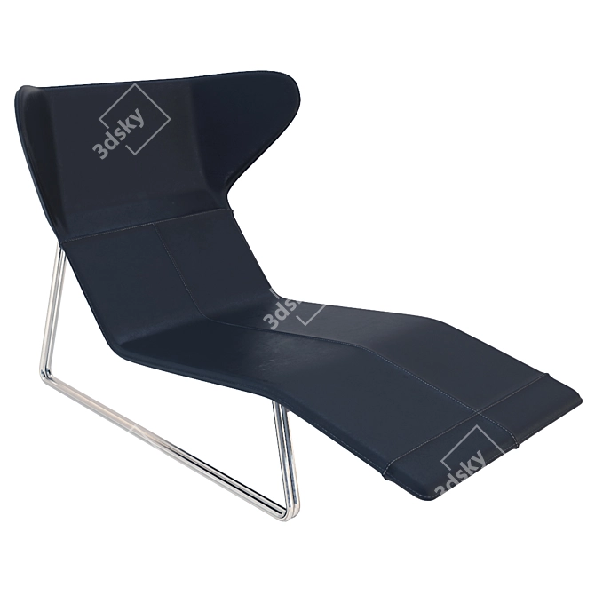 Sleek Black Leather Lounge 3D model image 1