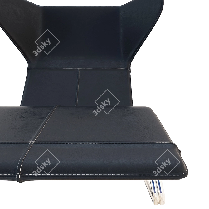 Sleek Black Leather Lounge 3D model image 3