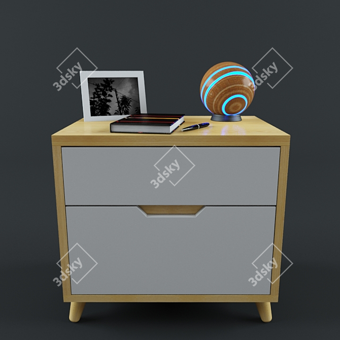 Title: Glowing Sphere Bedside Cabinet 3D model image 1