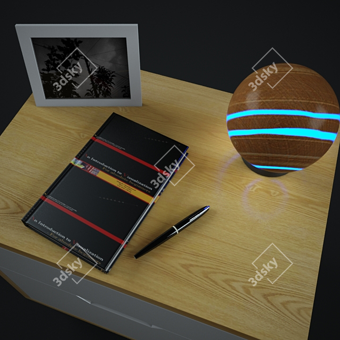 Title: Glowing Sphere Bedside Cabinet 3D model image 2
