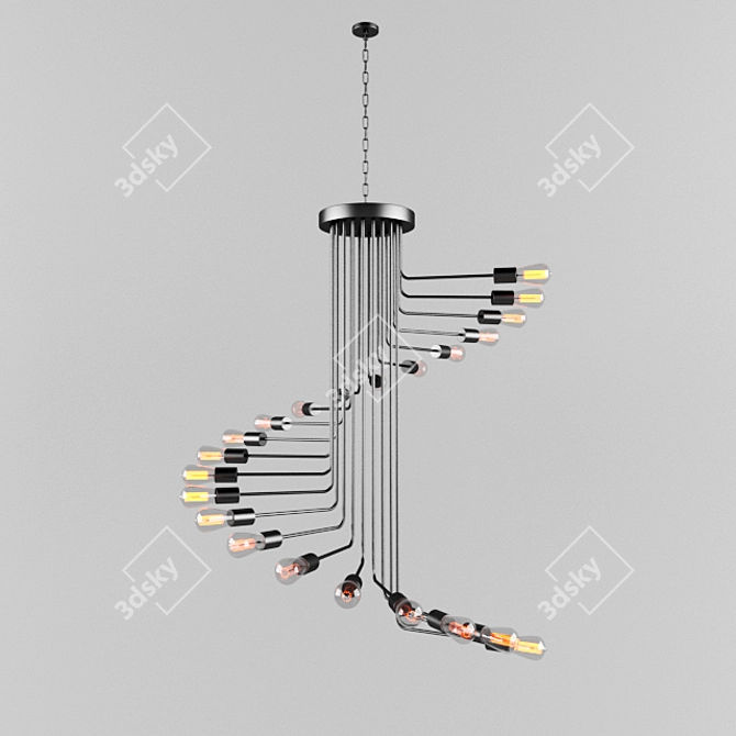 Elegant Metal Hanging Lamps 3D model image 1