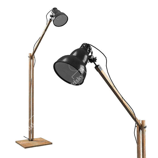 Modern Wooden Floor Lamp 3D model image 1