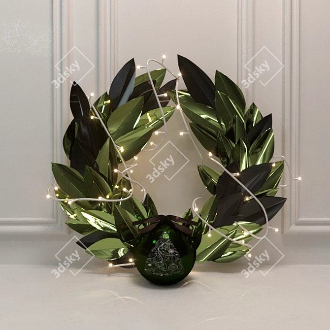 Festive Holiday Wreath 3D model image 1